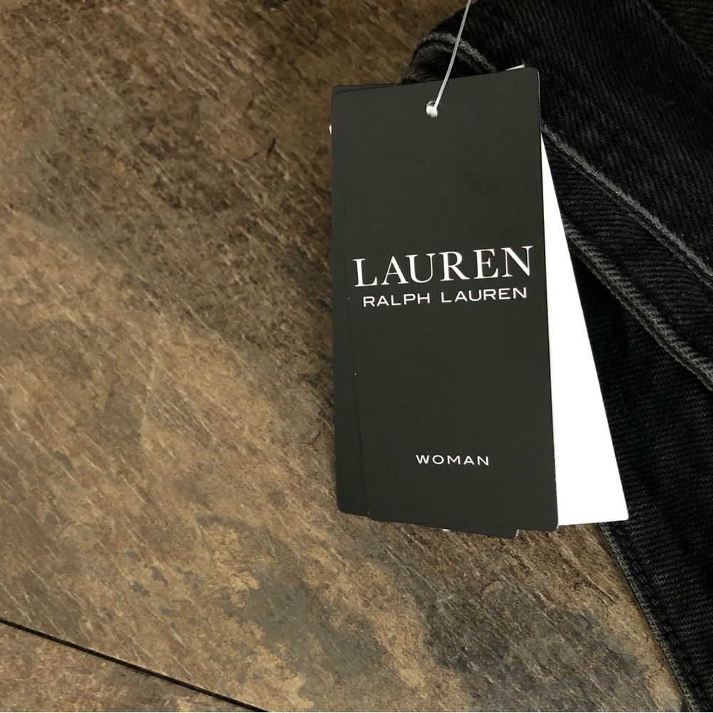 NWT Lauren Ralph Lauren Belted High-Rise Black Round Tapered Jean Size 16W - Picture 5 of 6
